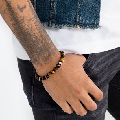 Bild von Armband mit Obsidian und Tigerauge