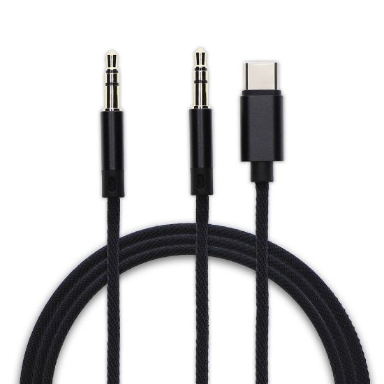 Bild von Aktives USB Typ-C & 3.5mm AUX auf 3.5mm AUX Audiokabel, Schwarz
