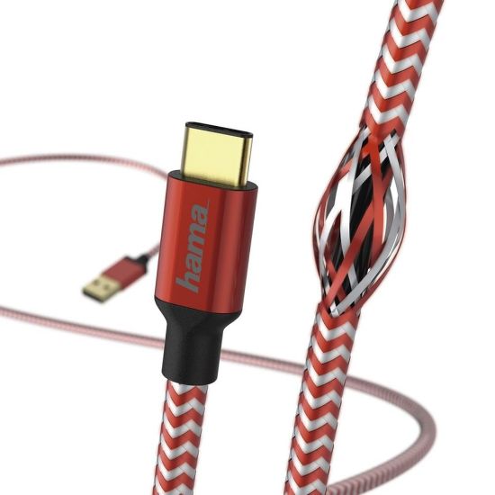 Bild von Lade-/Datenkabel "Reflective", USB Type-C - USB-A, 1,5 m, Rot