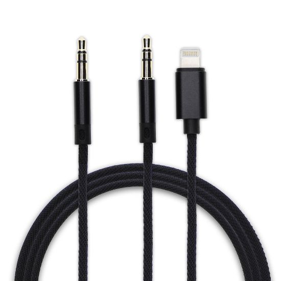 Bild von Lightning & 3.5mm AUX auf 3.5mm AUX Audiokabel, Schwarz